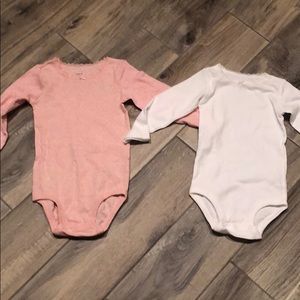NWOT Carter’s Girls Pink & White Long Sleeve Onsie